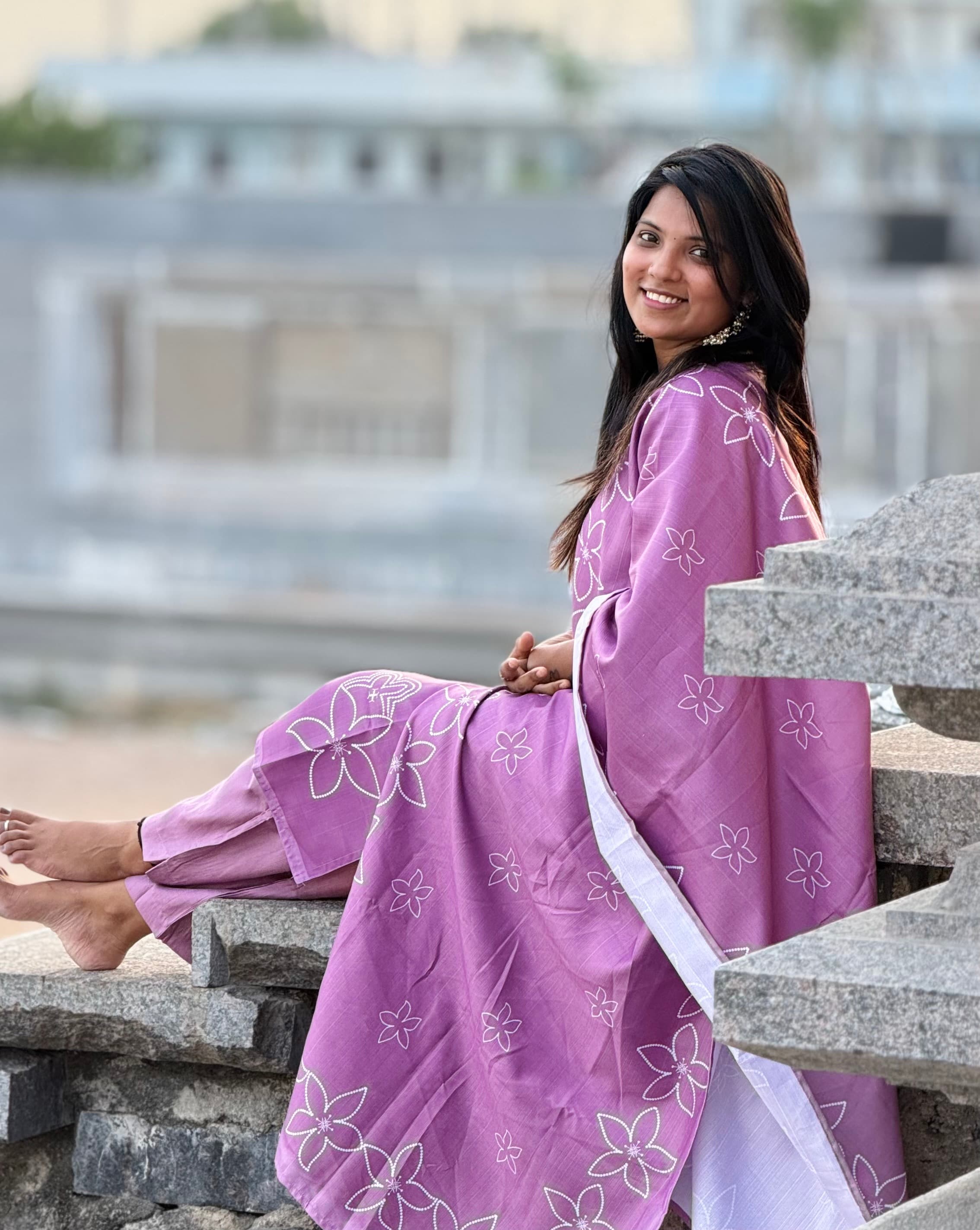 Women Orchid Purple Regular Kurta With Trouser&Dupatta