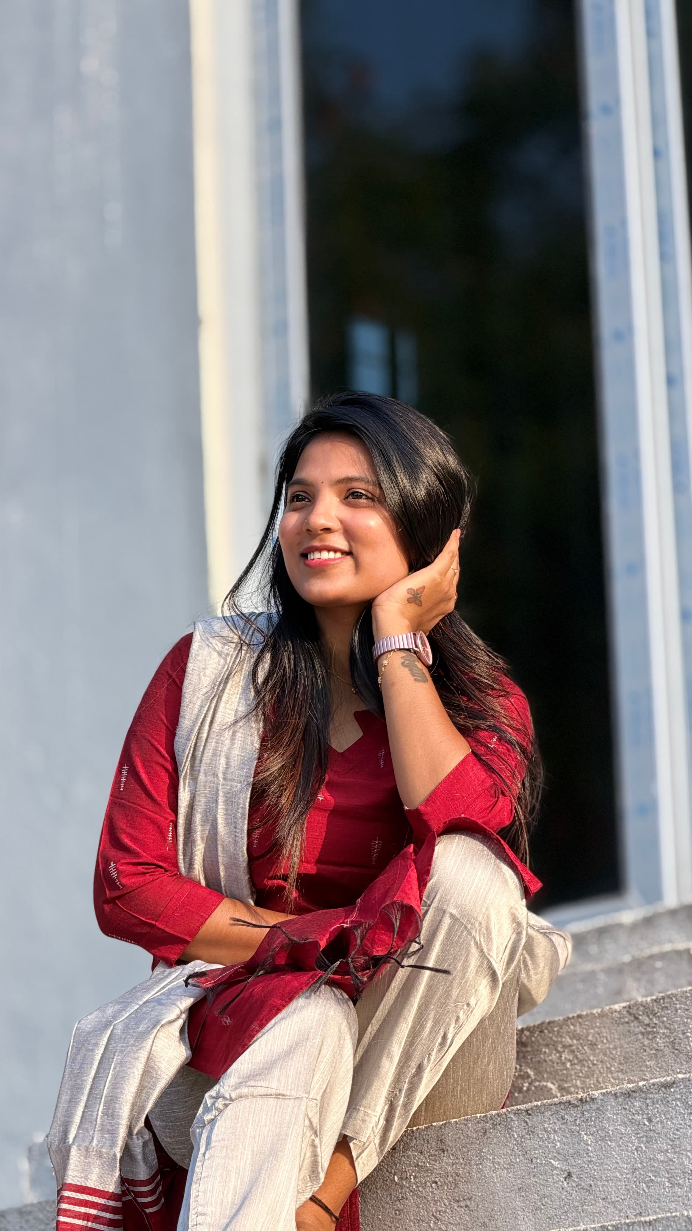 Women Regular Red Kurta Trouser With Dupatta